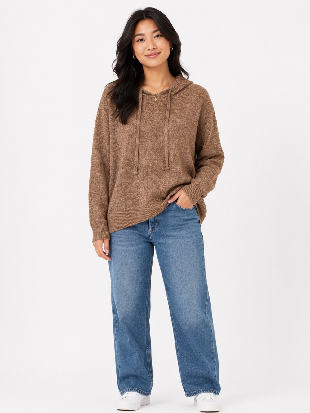SO Waffle Knit Hooded Sweater – Size Large